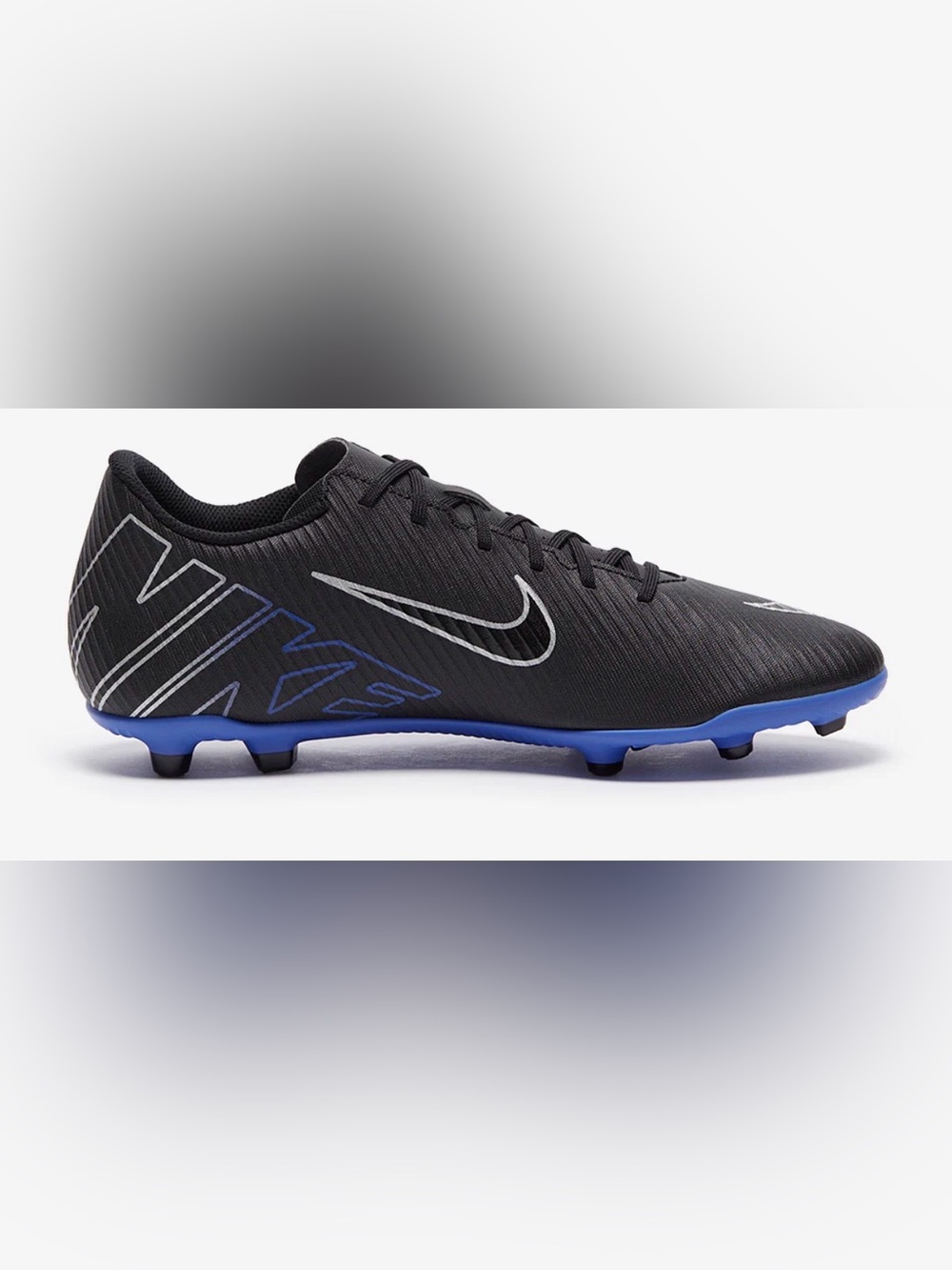 Nike Boys Black Soccer Cleats with Blue Sole